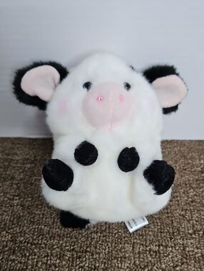 Aurora Rolly Plush Pet 5" Black & White Fluffy Daisy Cow